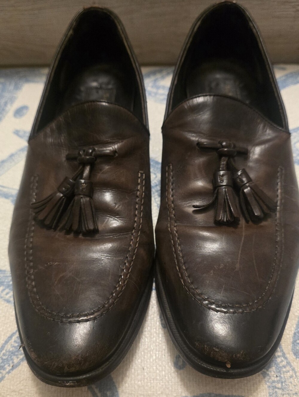 To Boot New York Adam Derrick  Brown Italian Leather Tassel Loafers - Men's 10